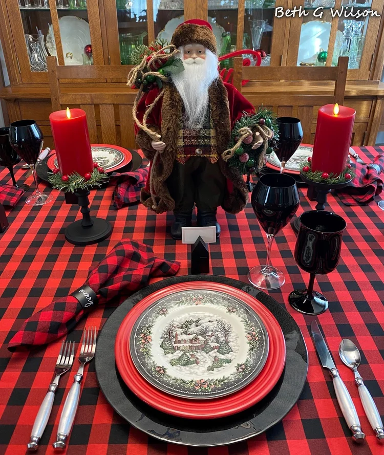 Christmas Rustic Plaid Table Decor