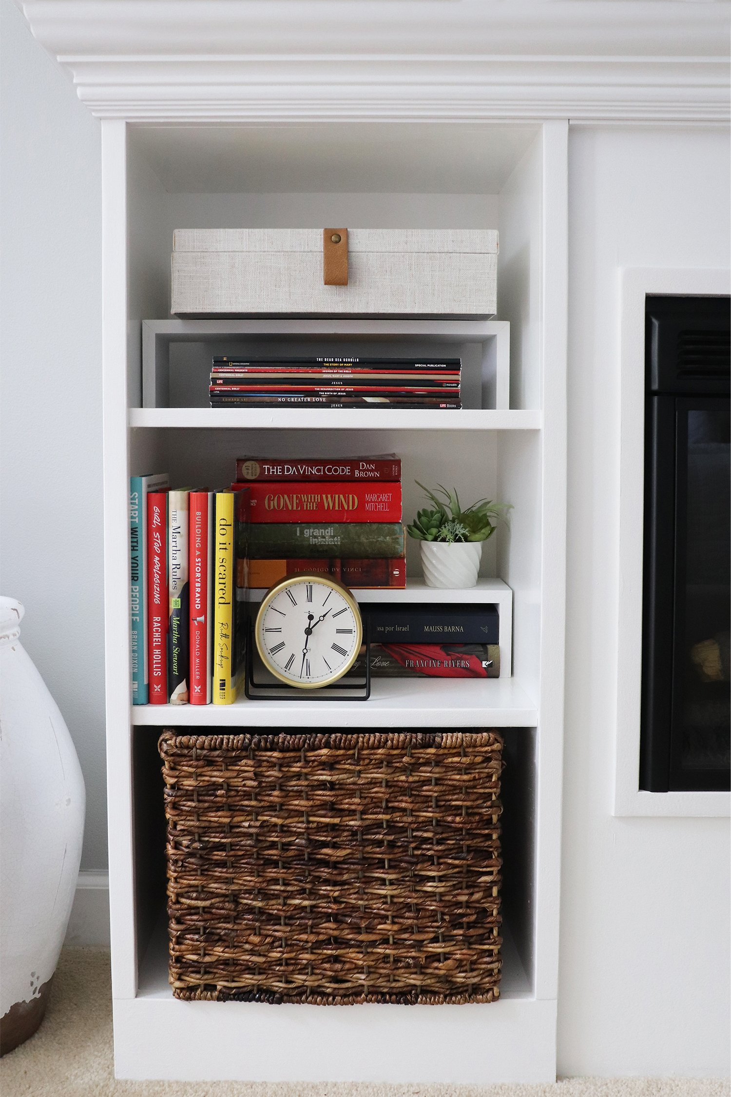 Do You Cover Book Titles on Bookcase in Living Room