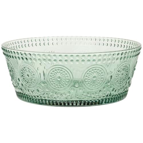 Green Glass Fruit Bowl Vintage