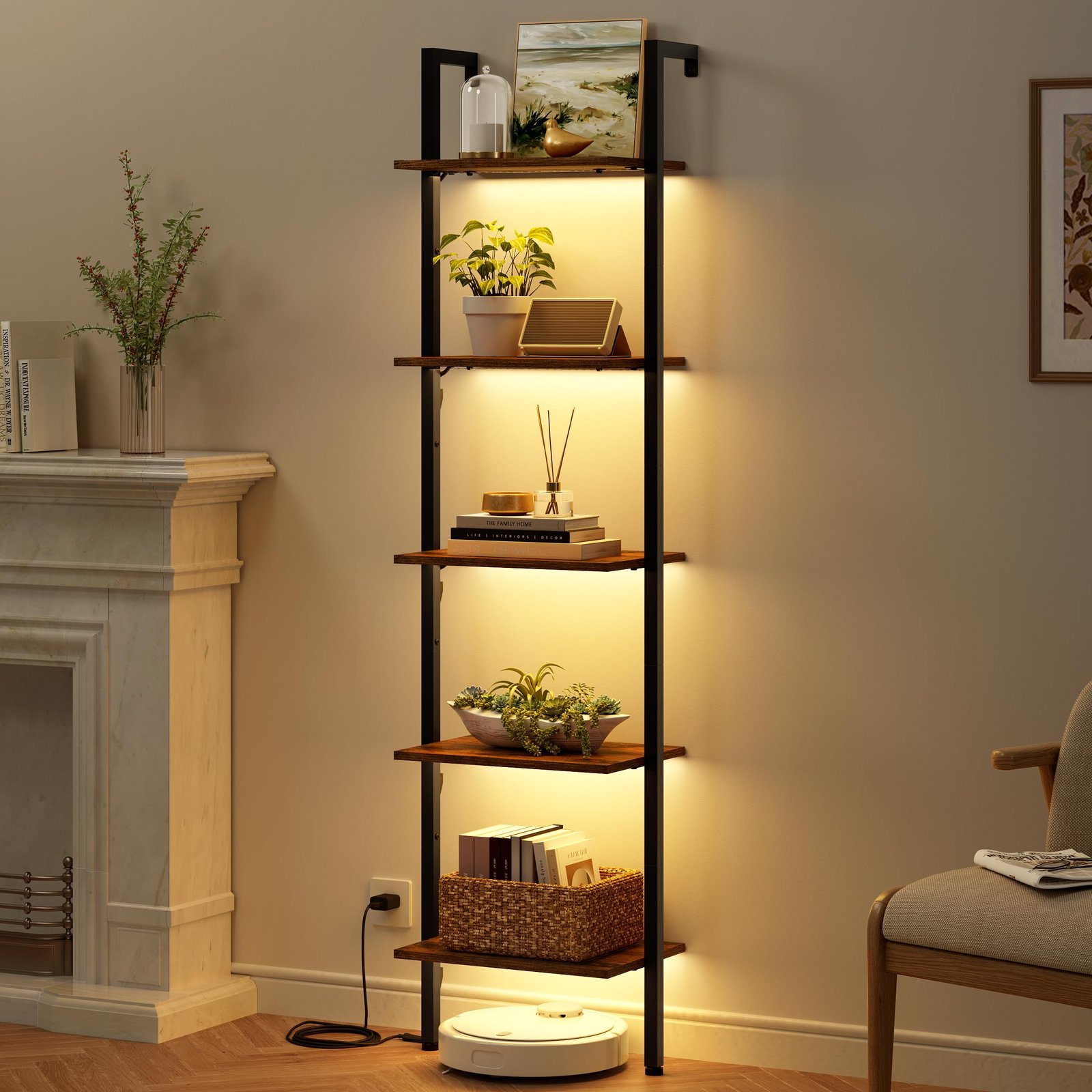 How to Decorate a Ladder Shelf in Living Room