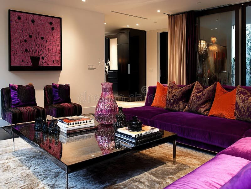 How to Decorate a Living Room With Purple Sofas