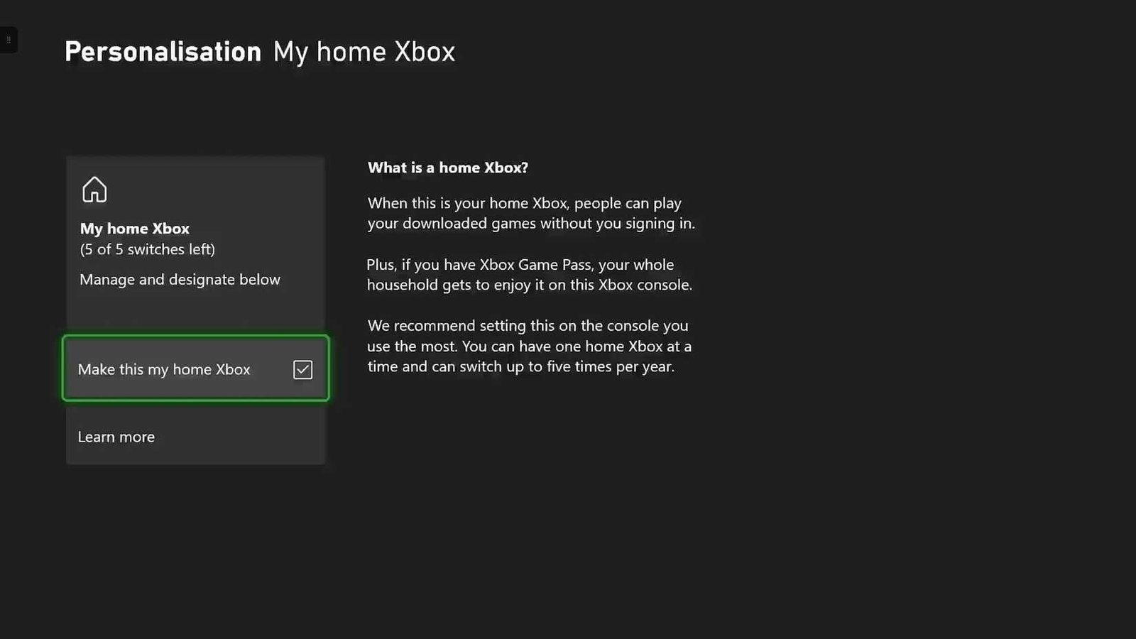 How to Set Home Xbox As Primary